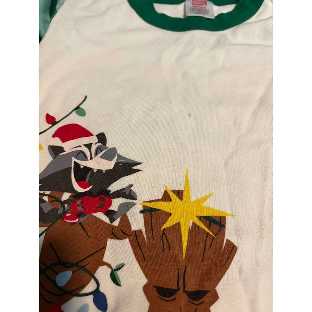 Marvel Hanna Andersson Pajamas‎ Holiday Groot Rocket Green Striped Set Kids 10